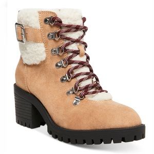 Madden Girl Tan Lug Sole Faux Fur Hiker Boots Size 9.5 Women’s Boots NEW